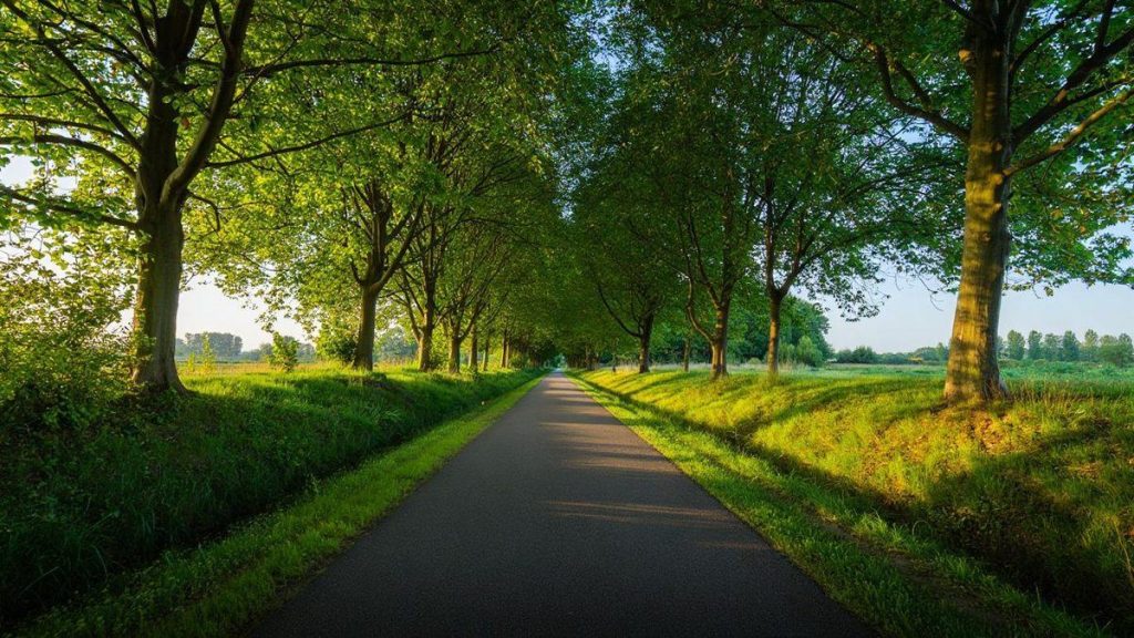 Chemin calme bordé d’arbres pour courir autour de Riedisheim quand on débute